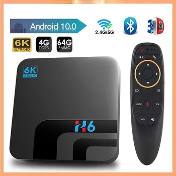 תיבת הטלוויזיה אנדרואיד 10 4GB 32GB 64GB 4K H. 265 מדיה נגן וידאו 3D 2.4 G-5GHz Wifi Bluetooth Smart TV Box Set top Box משלוח חינם