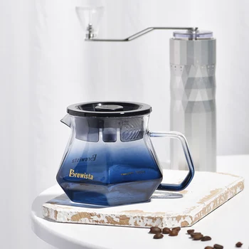 Brewista קפה Dripper מסנן כחול נקי לבישול 2 כוסות עמיד ברור V60 חום זכוכית חסינת בריסטה 400ML 500ML הקפה.