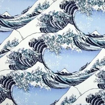 100*140cm גלים תבנית בסגנון יפני כותנה בד לתפירה קימונו Cheongsam Hanfu בגדים מלאכת יד בחומרים