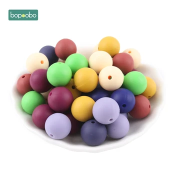 Bopoobo 30pc סיליקון Teether 15mm, צבע חדש, כיתה מזון בקיעת שיניים סיליקון חרוזים DIY סיעוד צמיד תינוק Teether